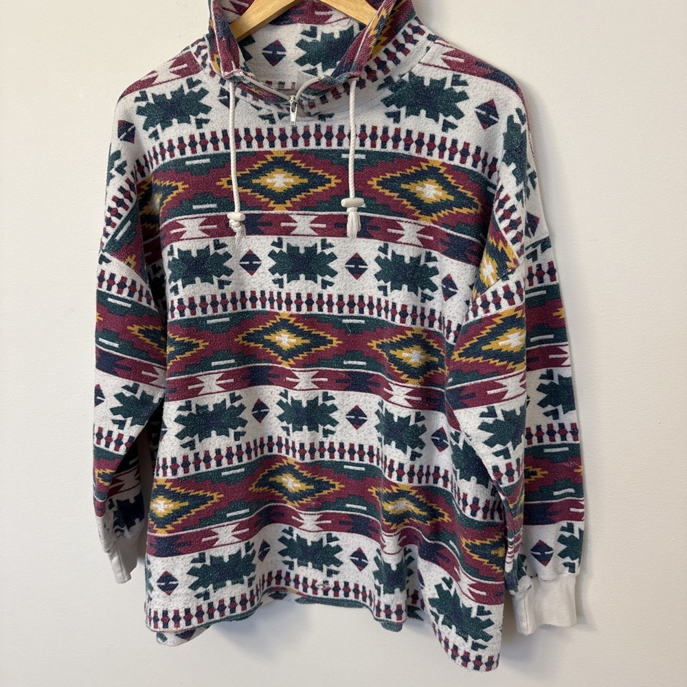 VTG Southwestern Quarter Zip Pullover Unisex XL Multicolor Aztec Gorpcore Tribal